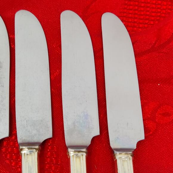 6X BK Antique Rogers Bros Insico Silhouette Silver Plated Short Butter Knives - Picture 9 of 11
